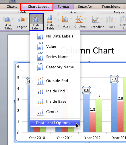 excel mac 2011 chart for 4 types of data